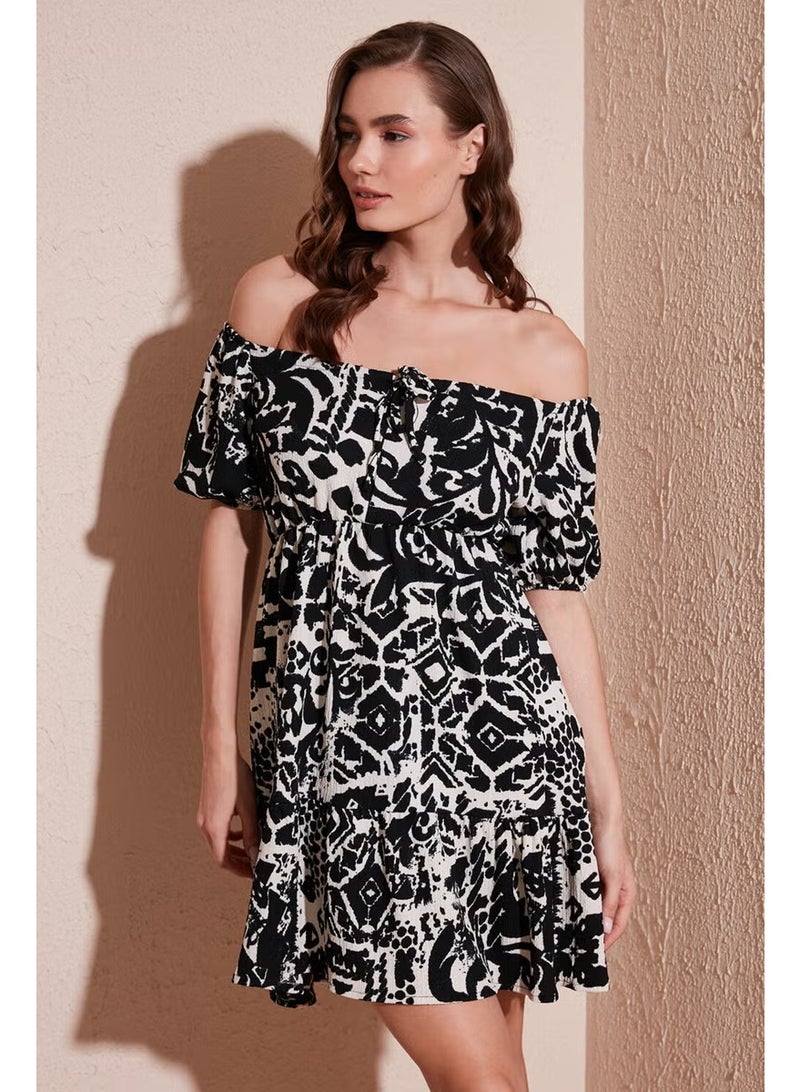 Lela Off-Shoulder Printed Dress - Image 1